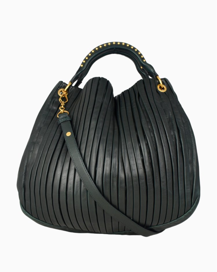 Bolsa Miu Miu Original Bosco Leather Plisse Verde Feminina